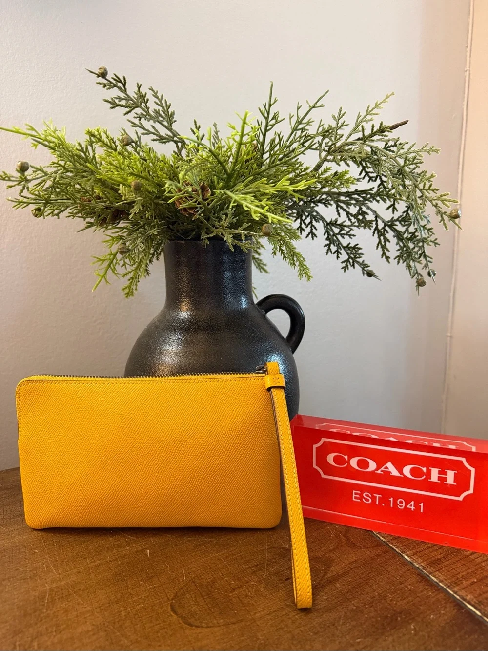 Coach Large Yellow Corner Zip Wristlet